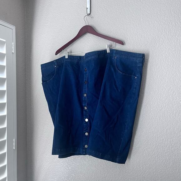 New Universal Standard Ang Button Down Denim Skirt Zipper Back Go 3XL NWT Dark - Picture 3 of 9